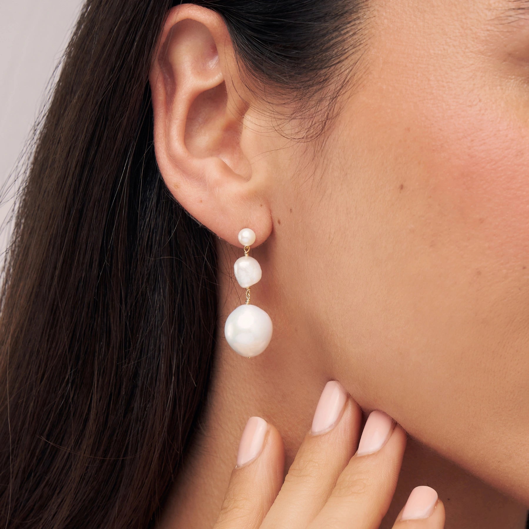 Gold Multi Baroque Pearl Drop Earrings