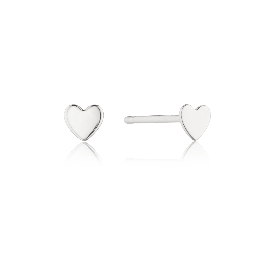 Silver Tiny Heart Stud Earrings