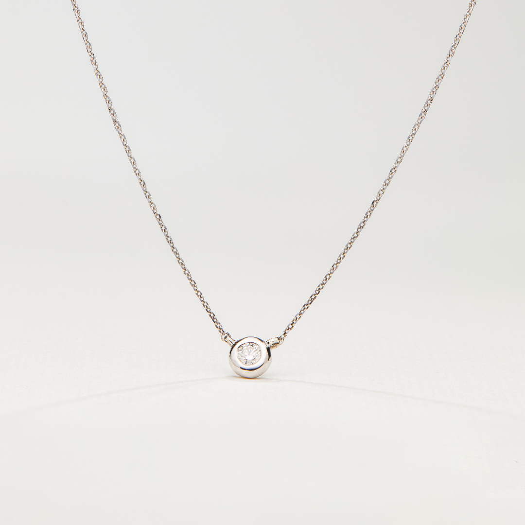 Solid White Gold Floating Diamond Necklace