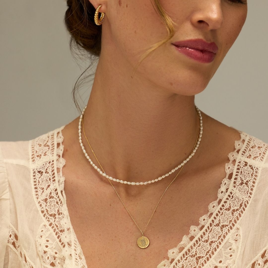 Gold Seed Pearl Choker