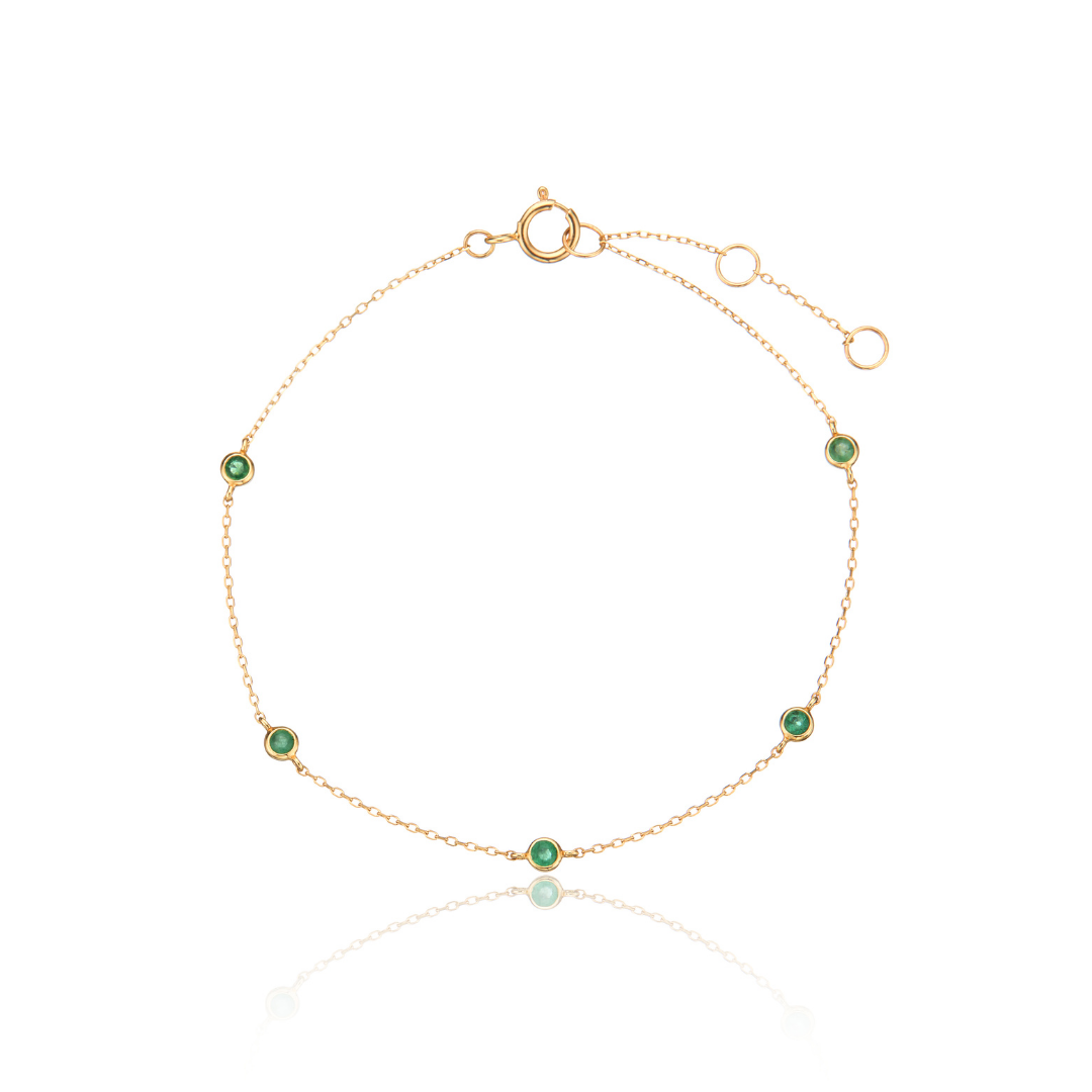Solid Gold Five Stone Emerald Bracelet
