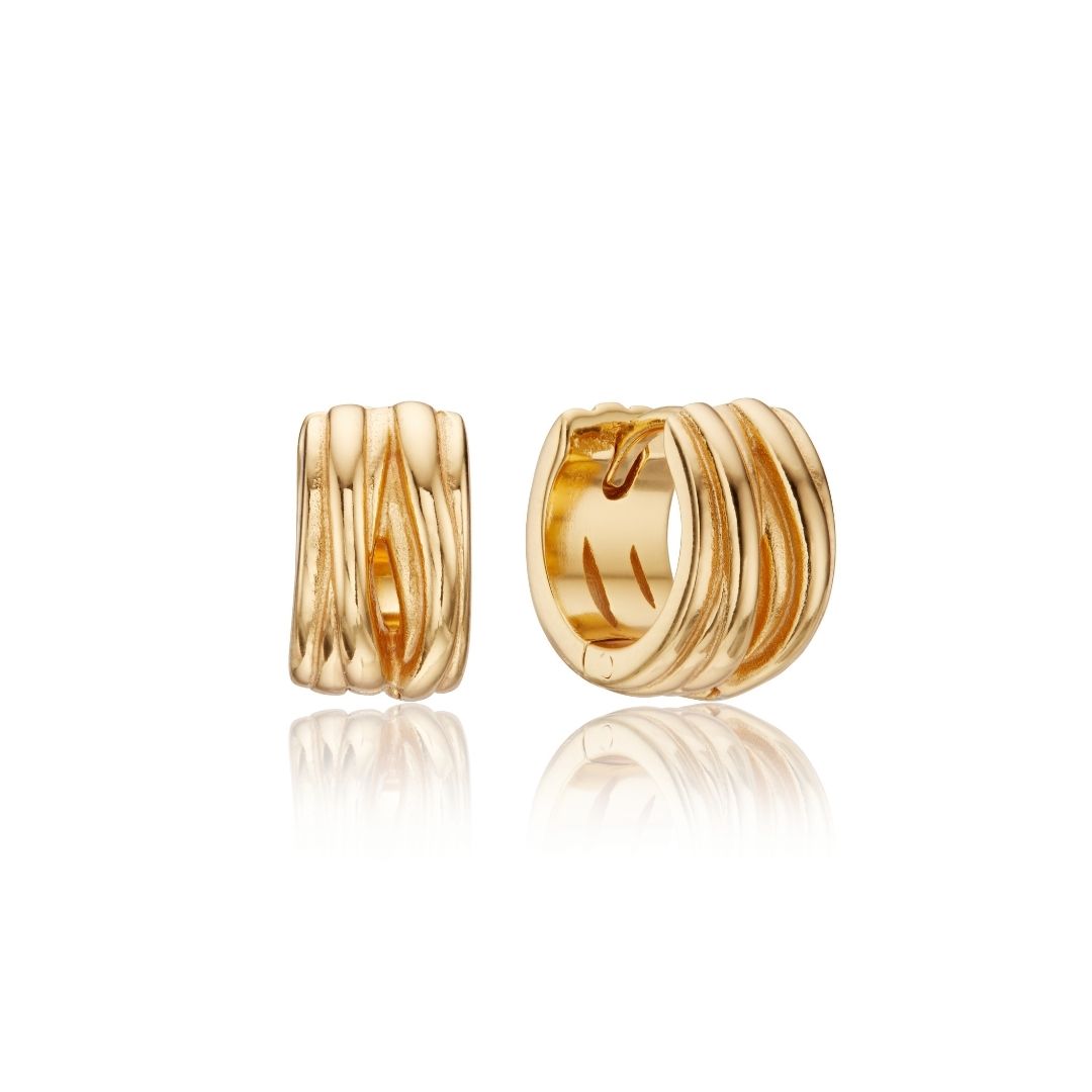 Gold Chunky Ribbed Huggie Hoop Earrings