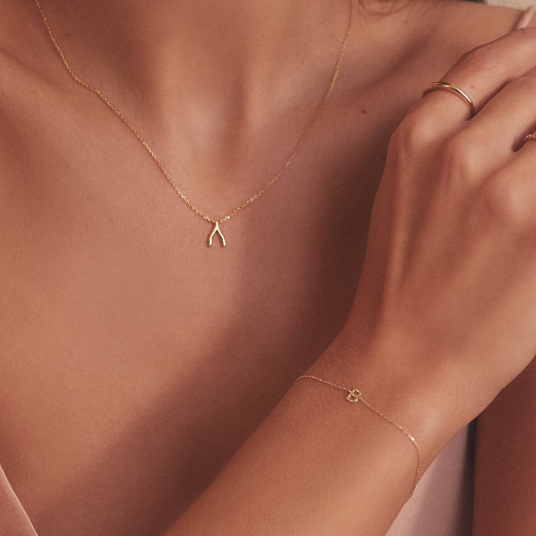 Gold Wishbone Necklace