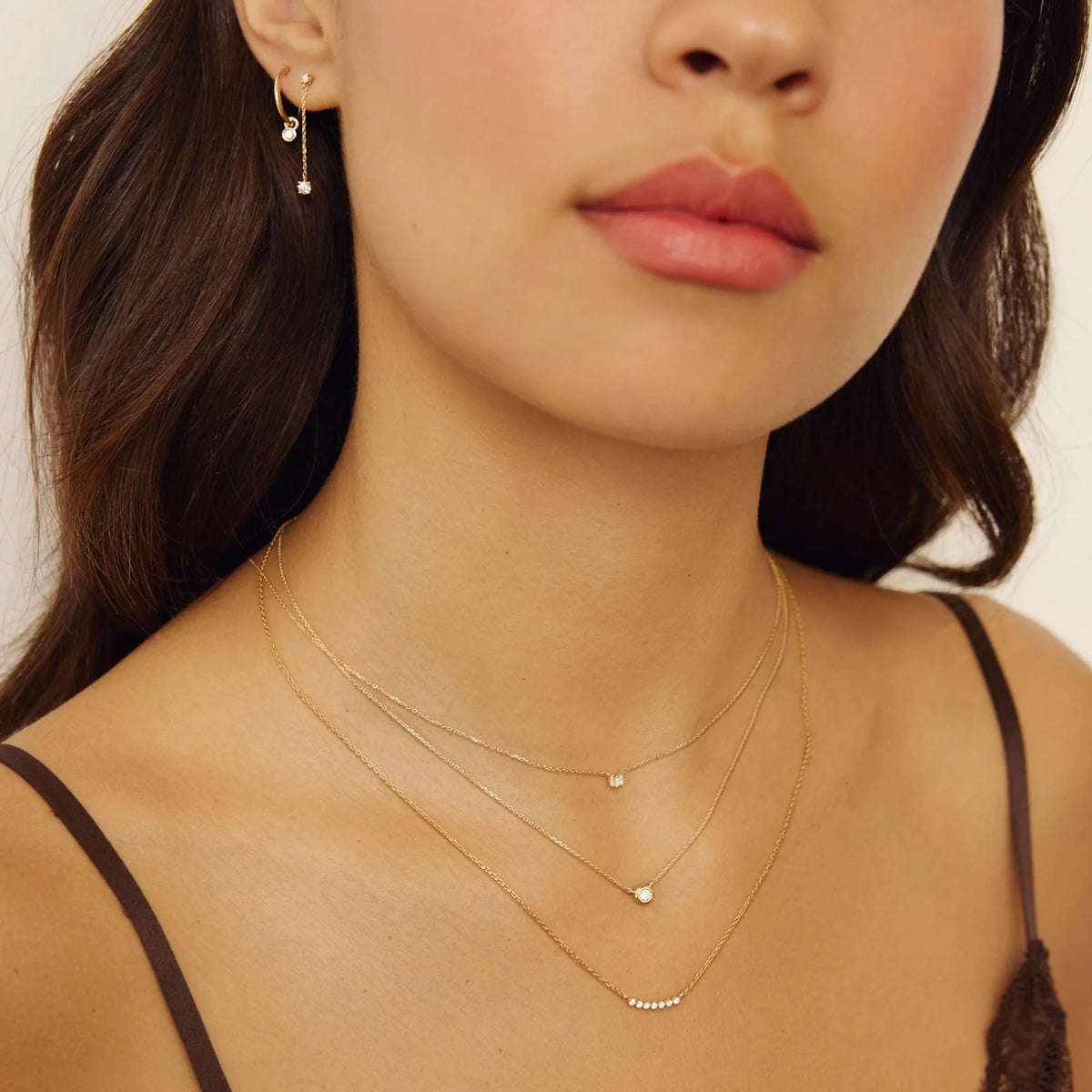 Gold Diamond Style Curve Necklace