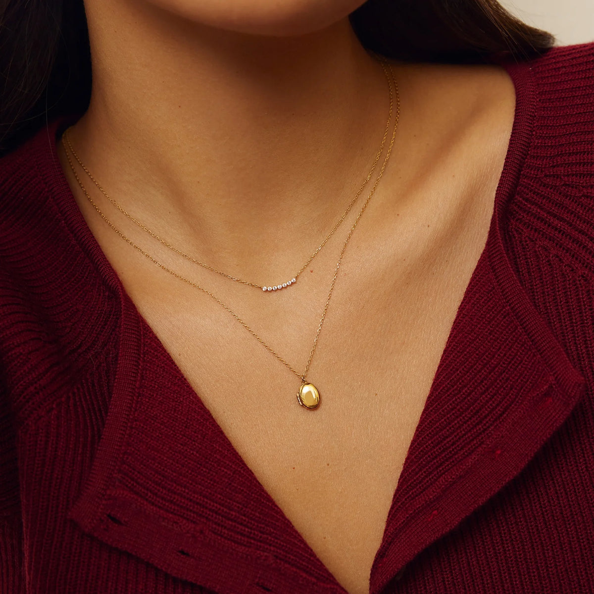 Gold Oval Locket Necklace