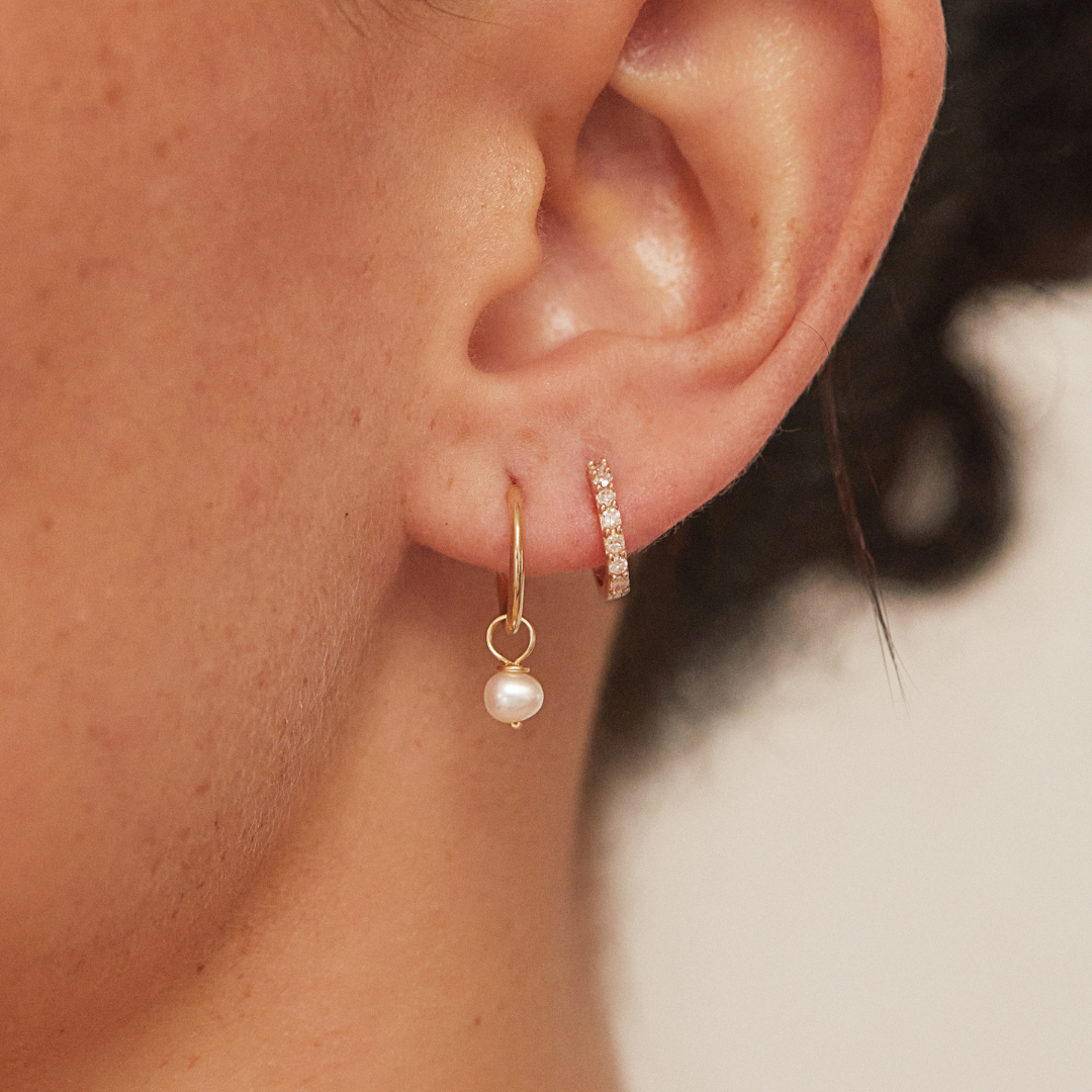 Gold Diamond Style Huggie Hoop Earrings