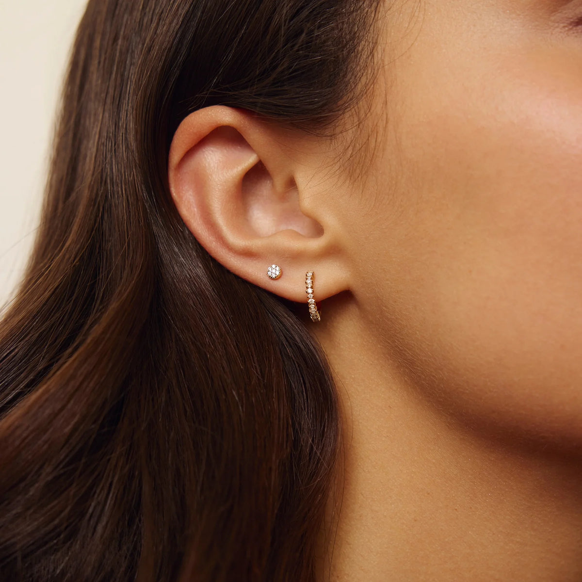 Gold Diamond Style Thin Huggie Hoop Earrings