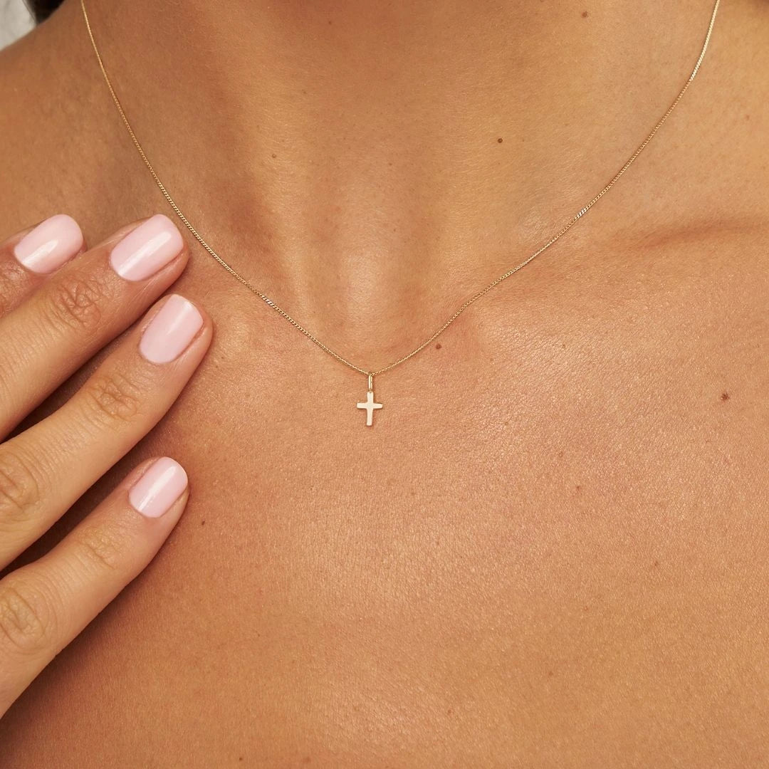 Solid Gold Tiny Cross Necklace