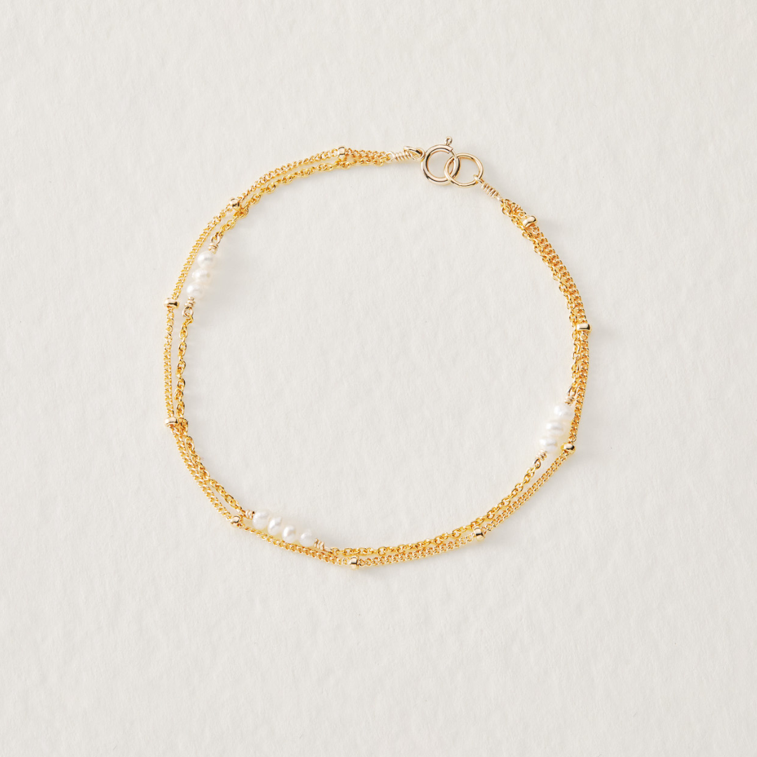 Gold Layered Satellite Mini Pearl Bracelet