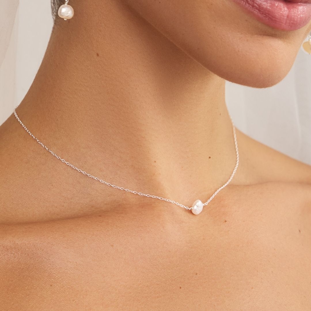 Silver Single Baroque Pearl Choker