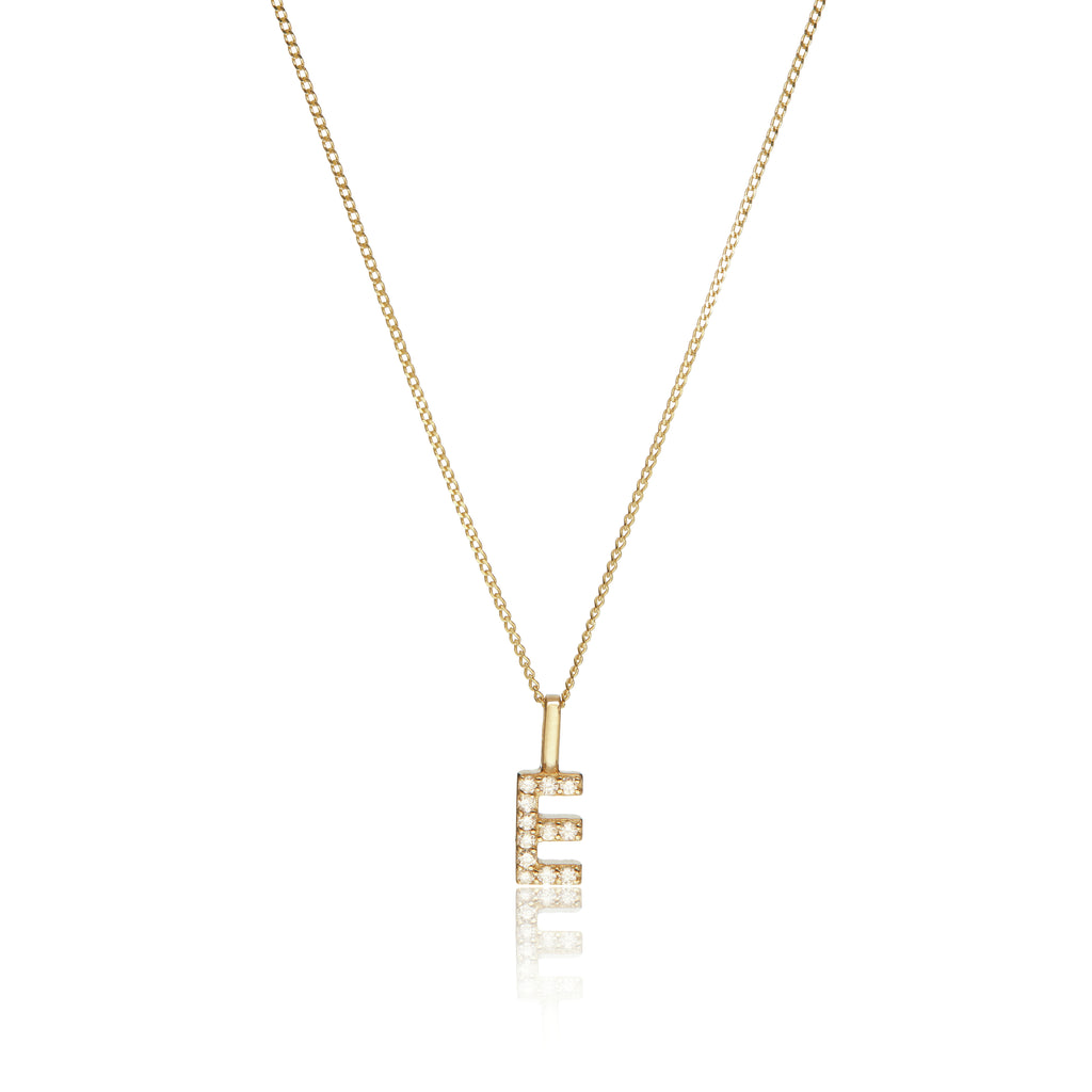 Solid Genuine Diamond Initial Letter Necklace