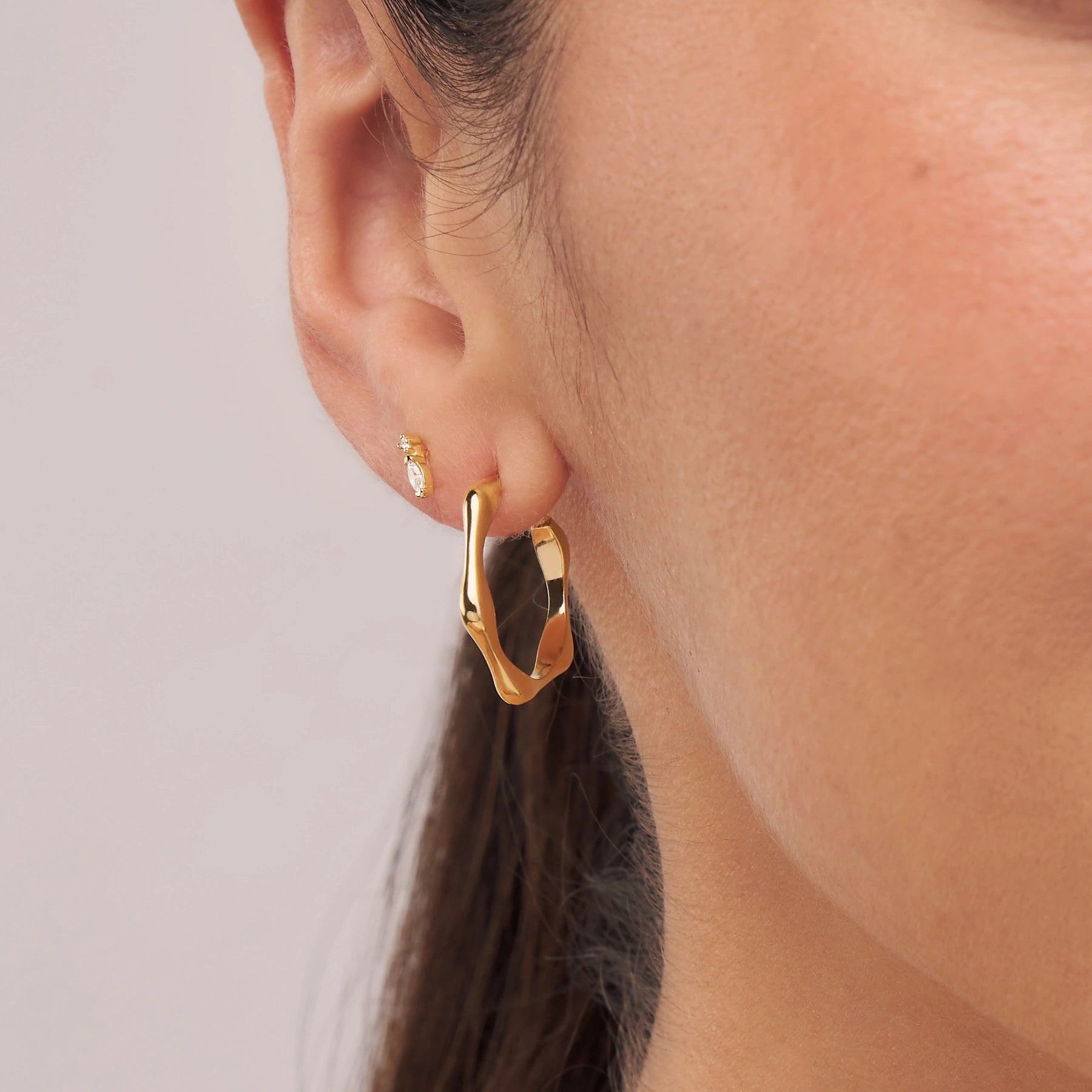 Gold Marquise Diamond Stud Earrings