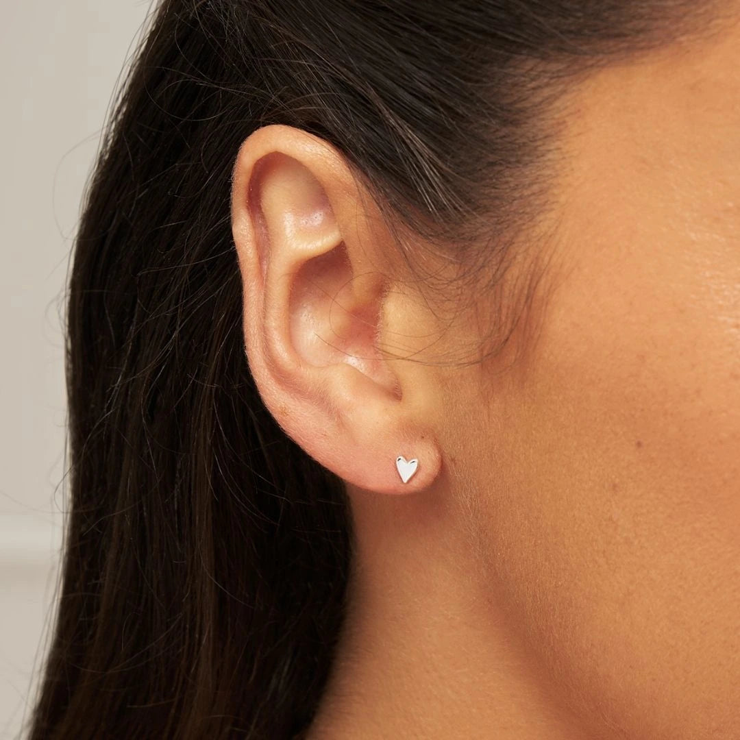 Silver Tiny Heart Stud Earrings