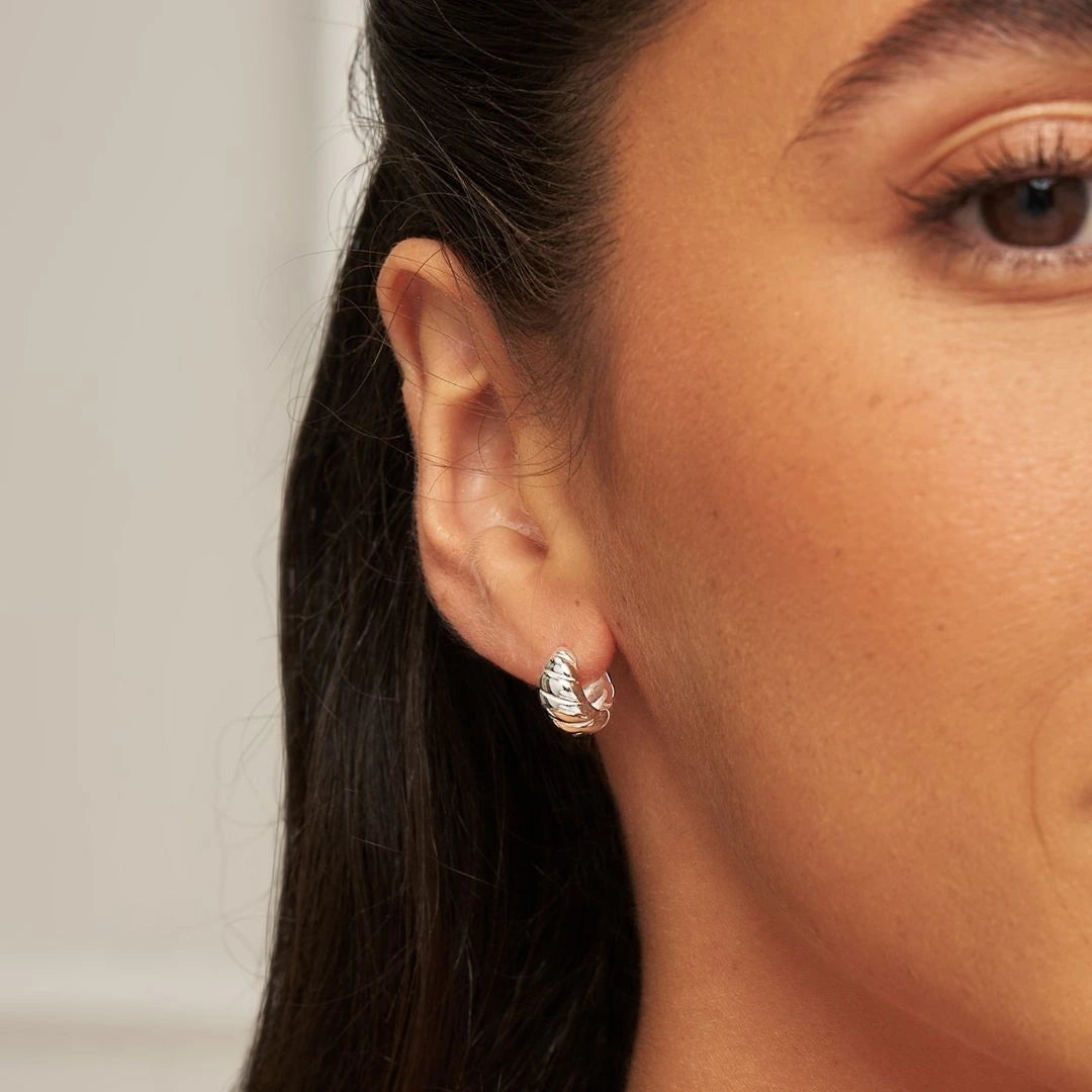 Silver Mini Twisted Hoop Earrings