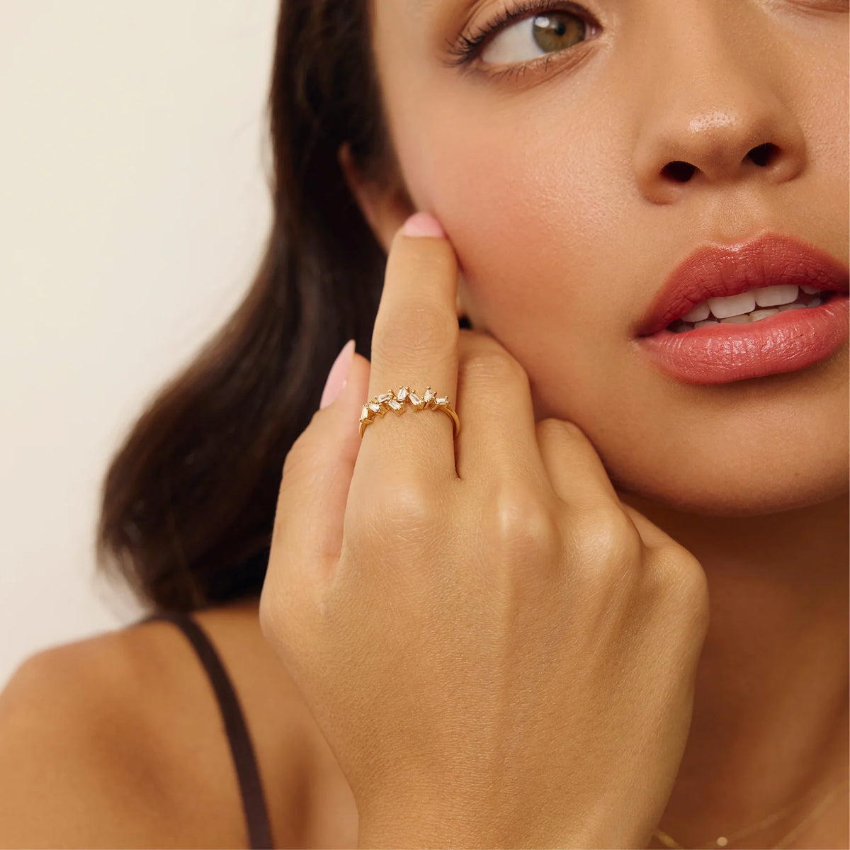 Gold Diamond Style Baguette Ring