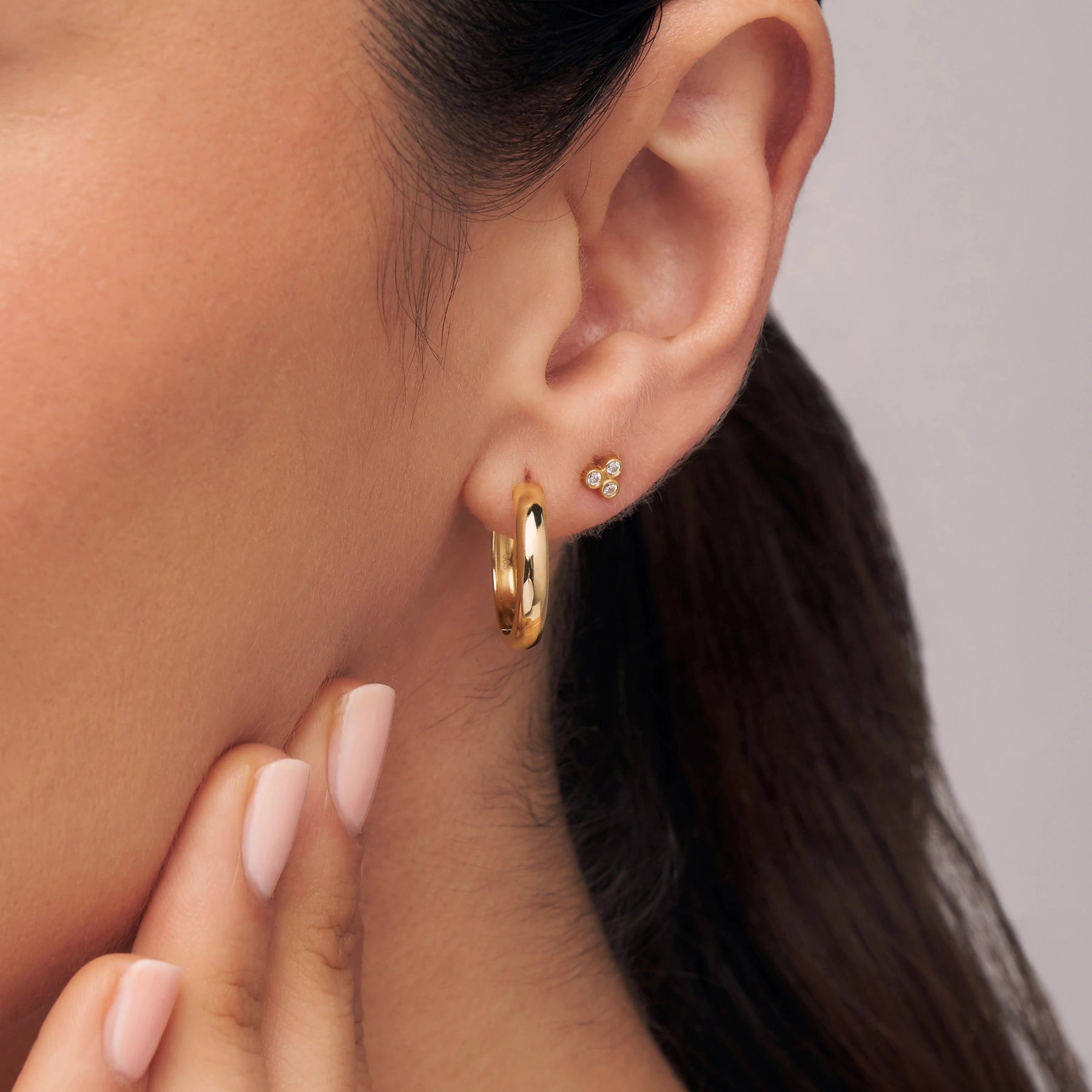 Gold Diamond Style Pyramid Stud Earrings