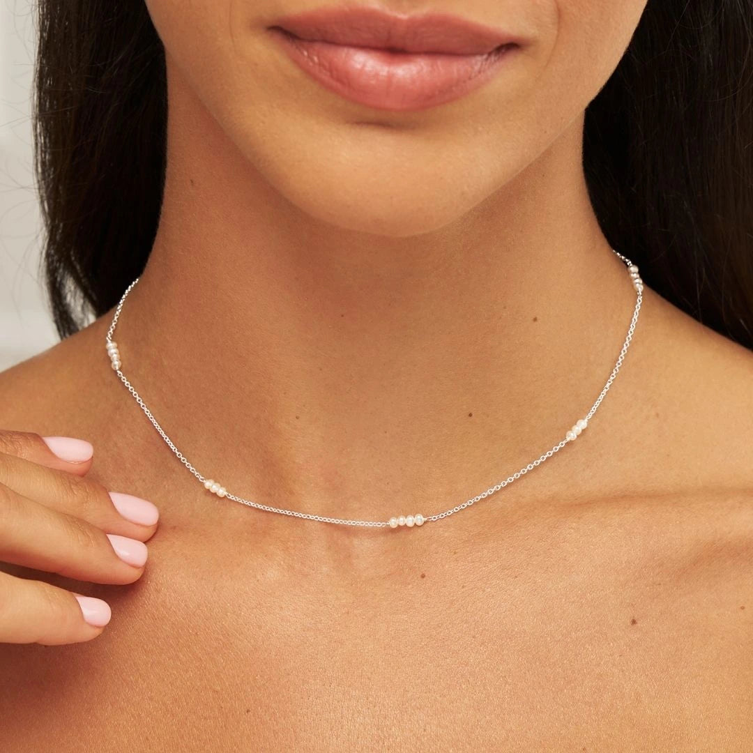 Silver Mini Pearl Choker