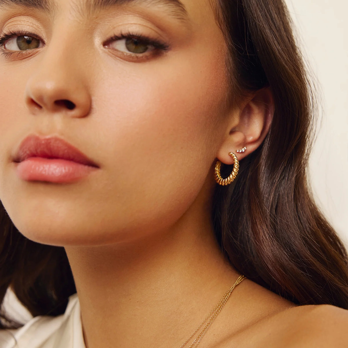 Gold Large Twisted Rope Hoop Earrings