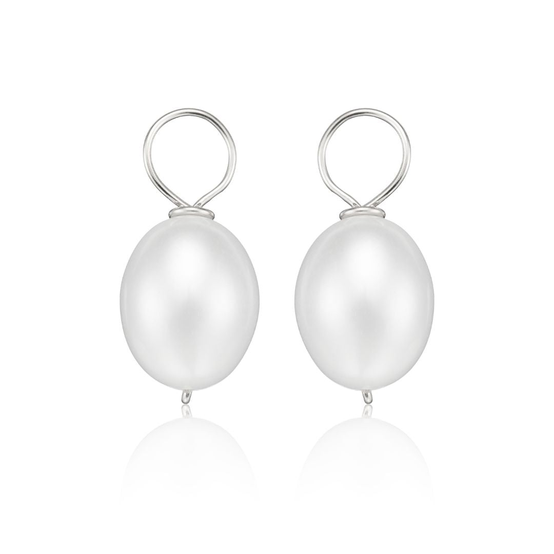 Silver Large Pearl Drop Pair