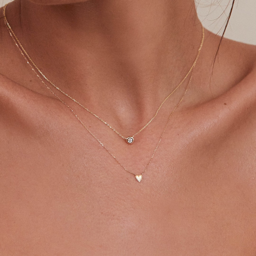 Solid Gold Floating Diamond Necklace