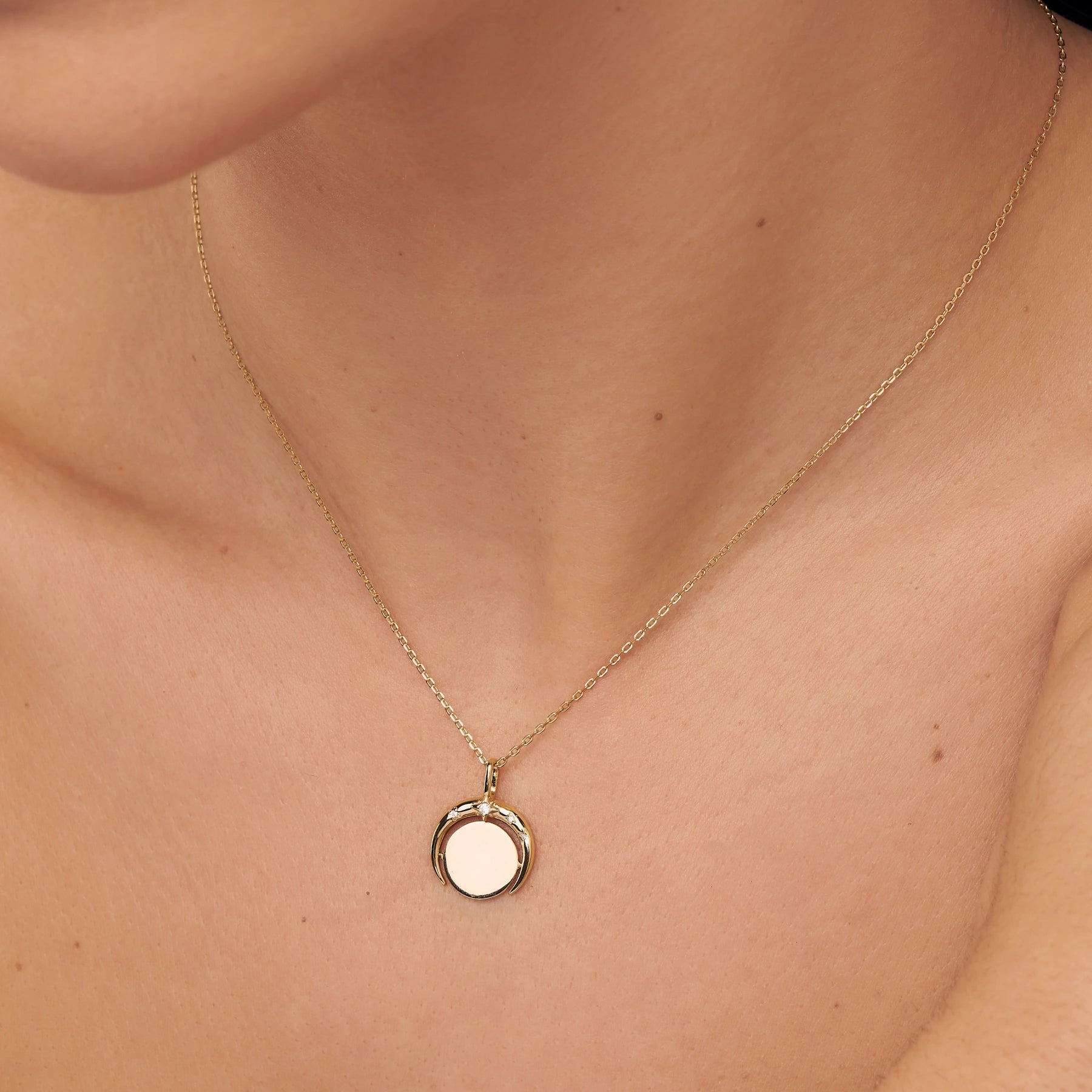 Gold Star Spinning Disc Necklace