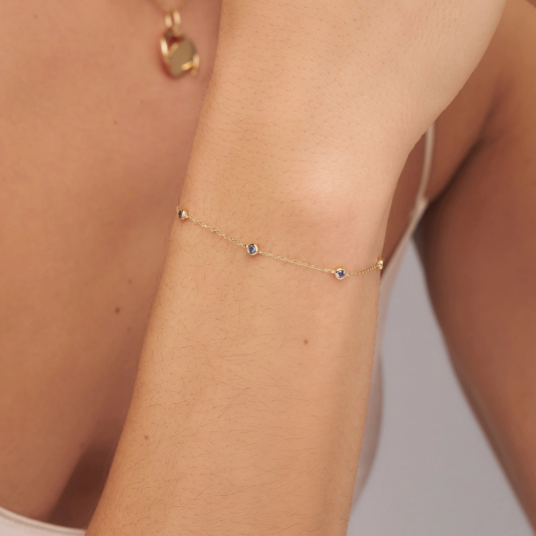 Solid Gold Five Stone Sapphire Bracelet