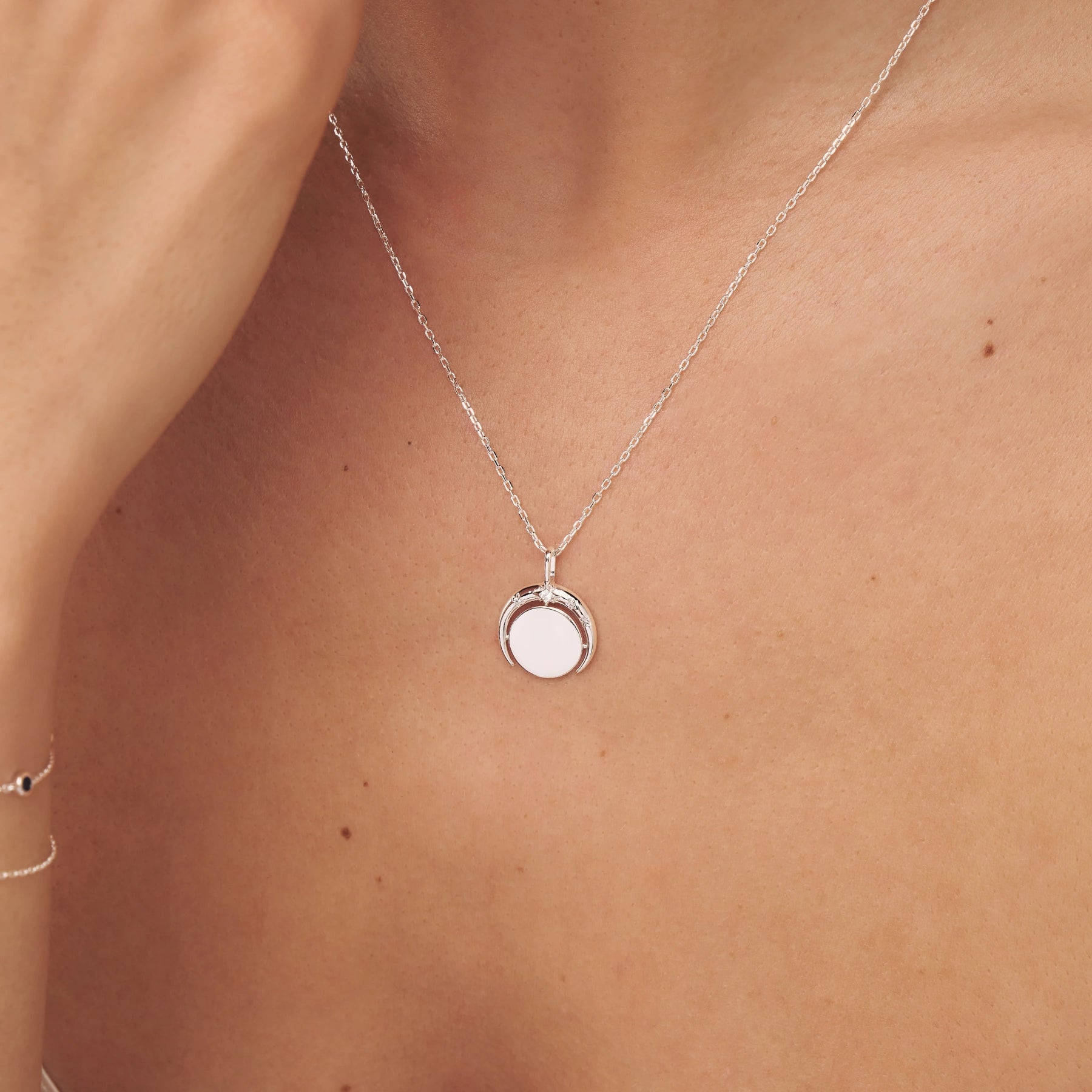 Silver Star Spinning Disc Necklace