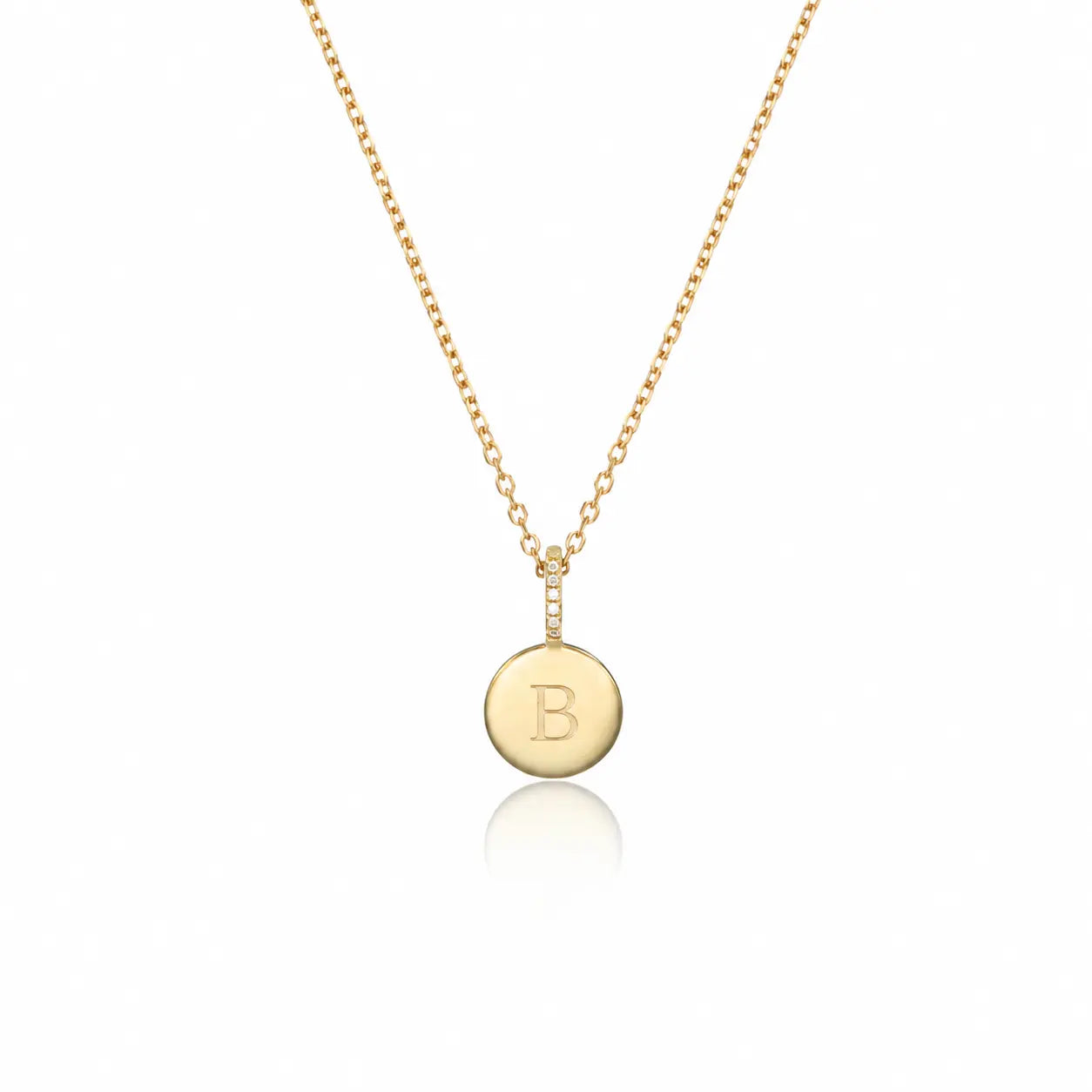 Gold Small Diamond Style Personalised Disc Necklace