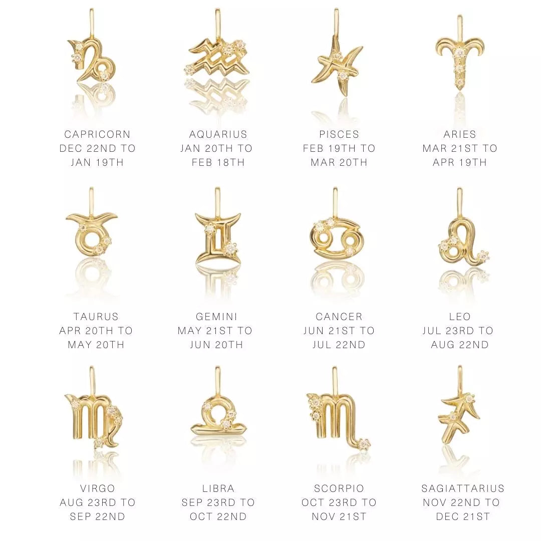 Solid Gold Genuine Diamond Zodiac Necklace