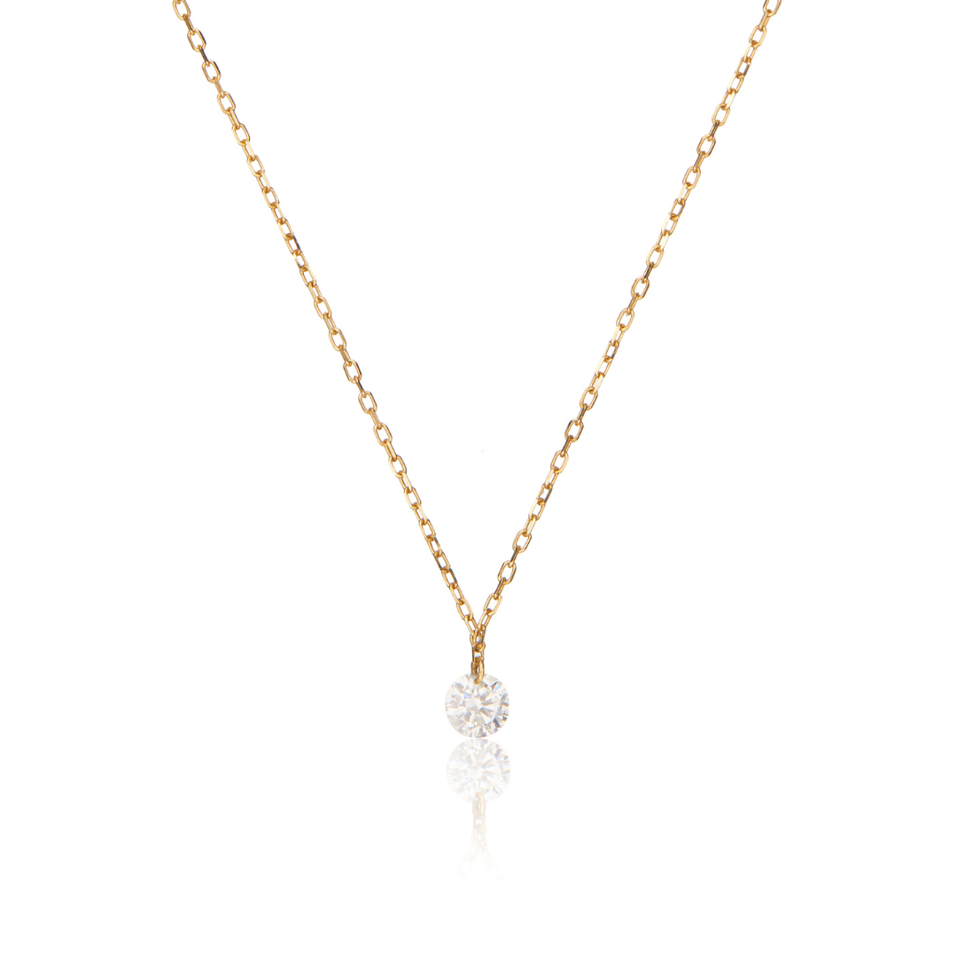 Gold Large Floating Diamond Style Necklace