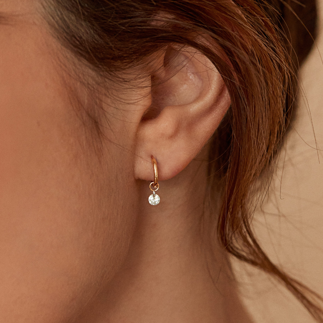 Silver Diamond Style Drop Earrings