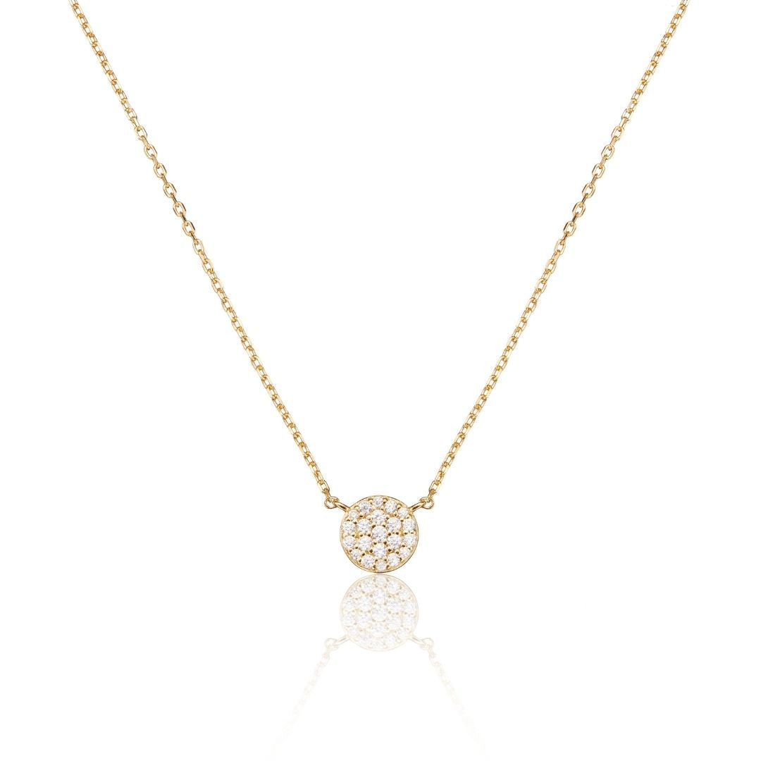 Gold Diamond Style Cluster Circle Necklace