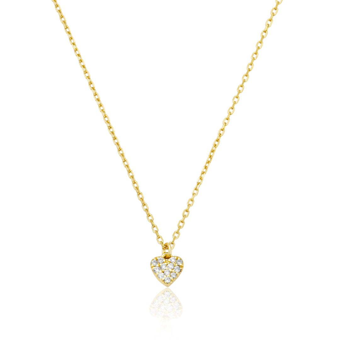 Gold Diamond Style Cluster Heart Necklace