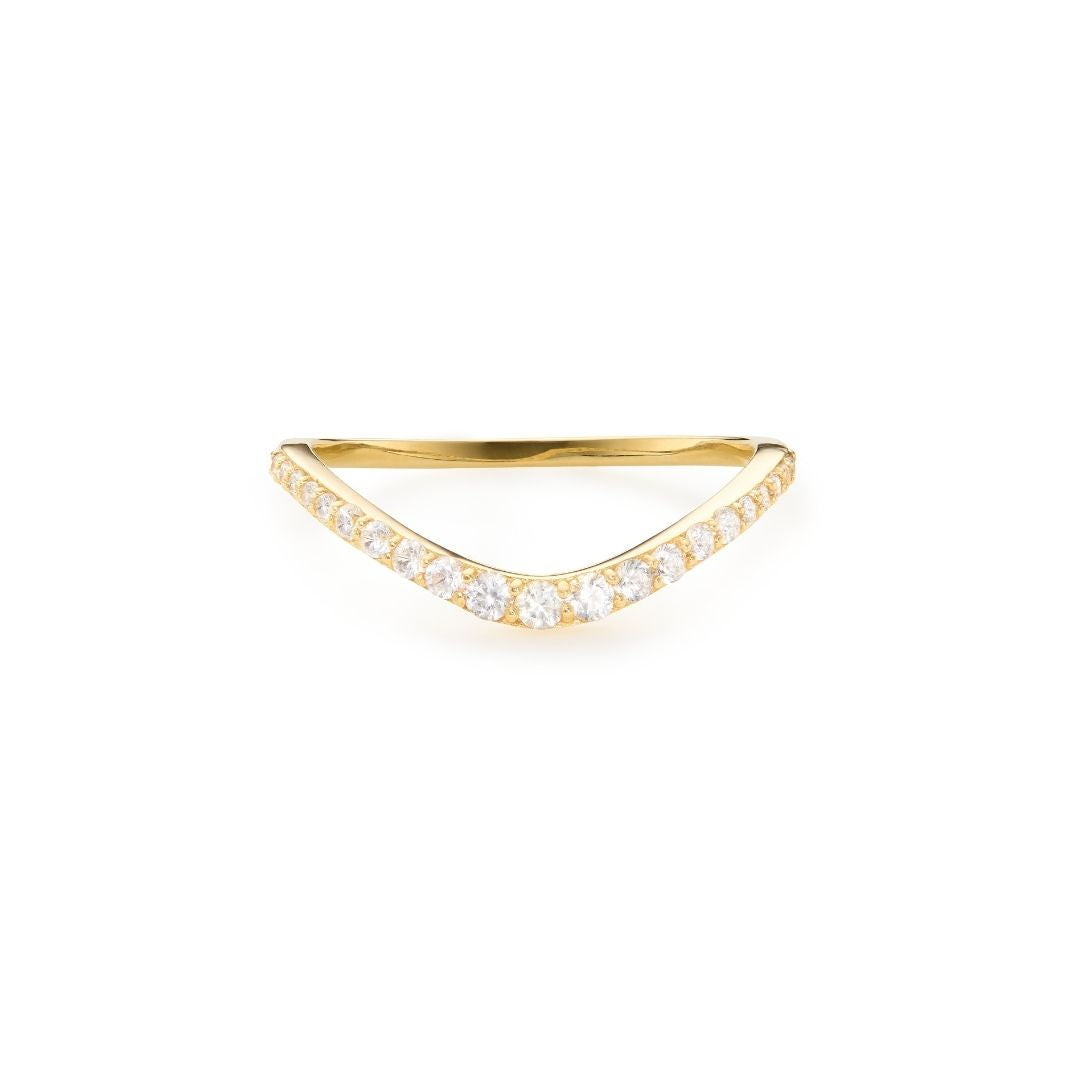 Gold Diamond Style Curve Ring