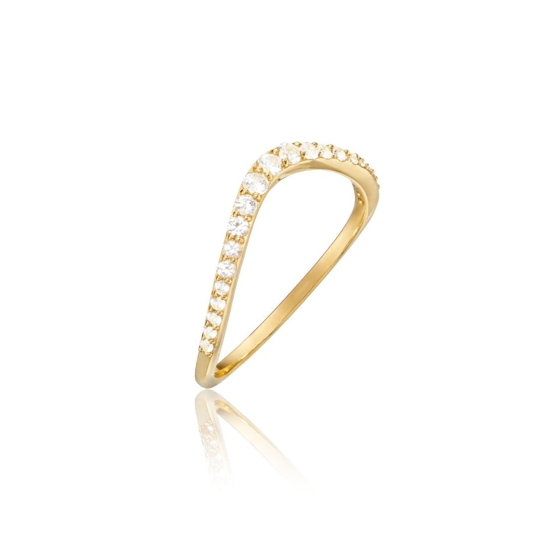 Gold Diamond Style Curve Ring