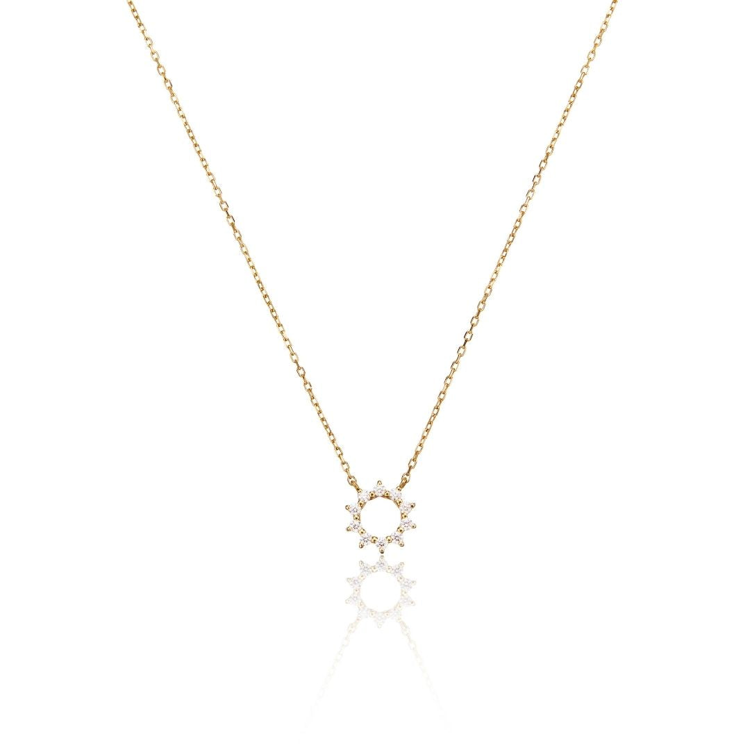 Gold Diamond Style Sun Necklace