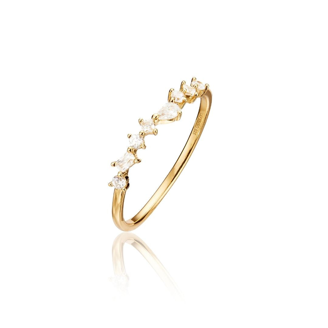 Gold Diamond Style Mixed Cluster Ring