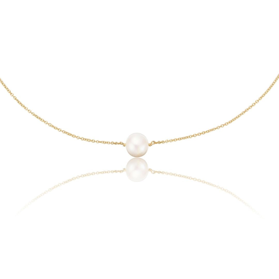 Gold Medium Single Pearl Choker