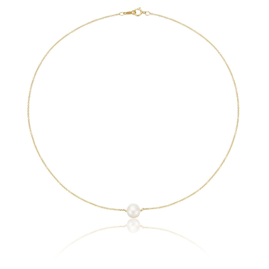 Gold Medium Single Pearl Choker