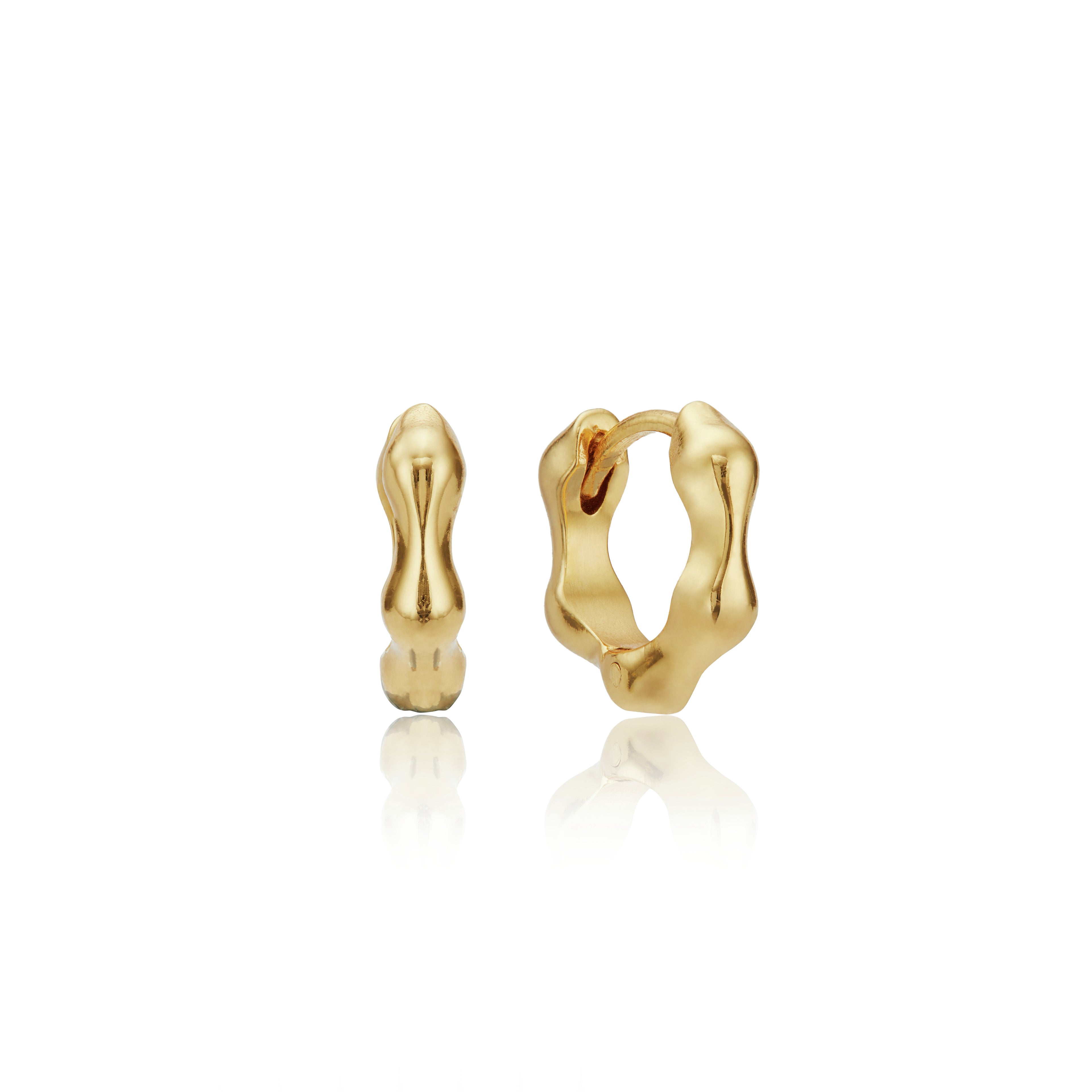 Gold Molten Huggie Hoop Earrings