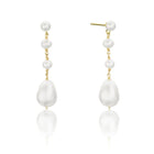 Gold Multi Pearl Drop Earrings