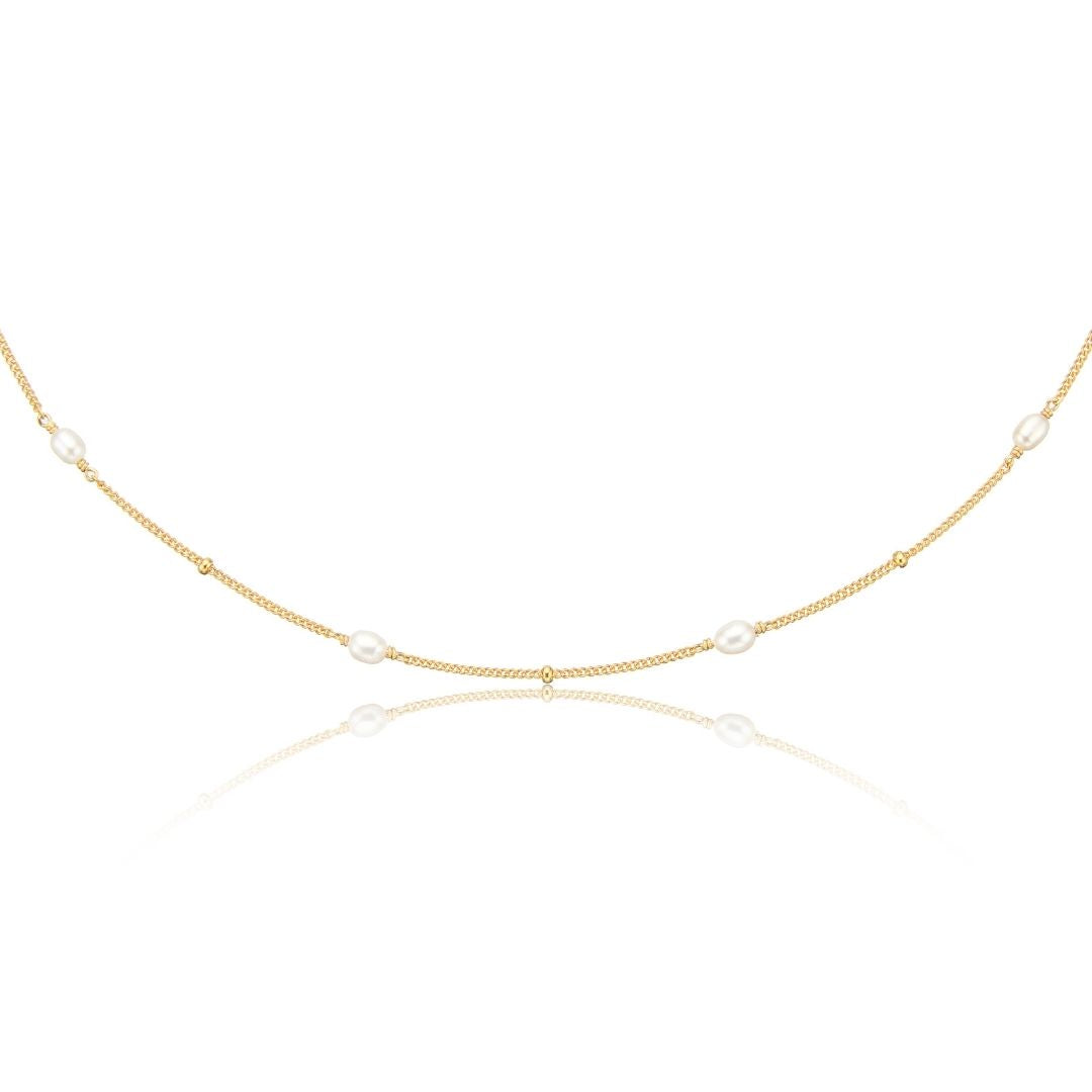 Gold Seed Pearl Satellite Choker