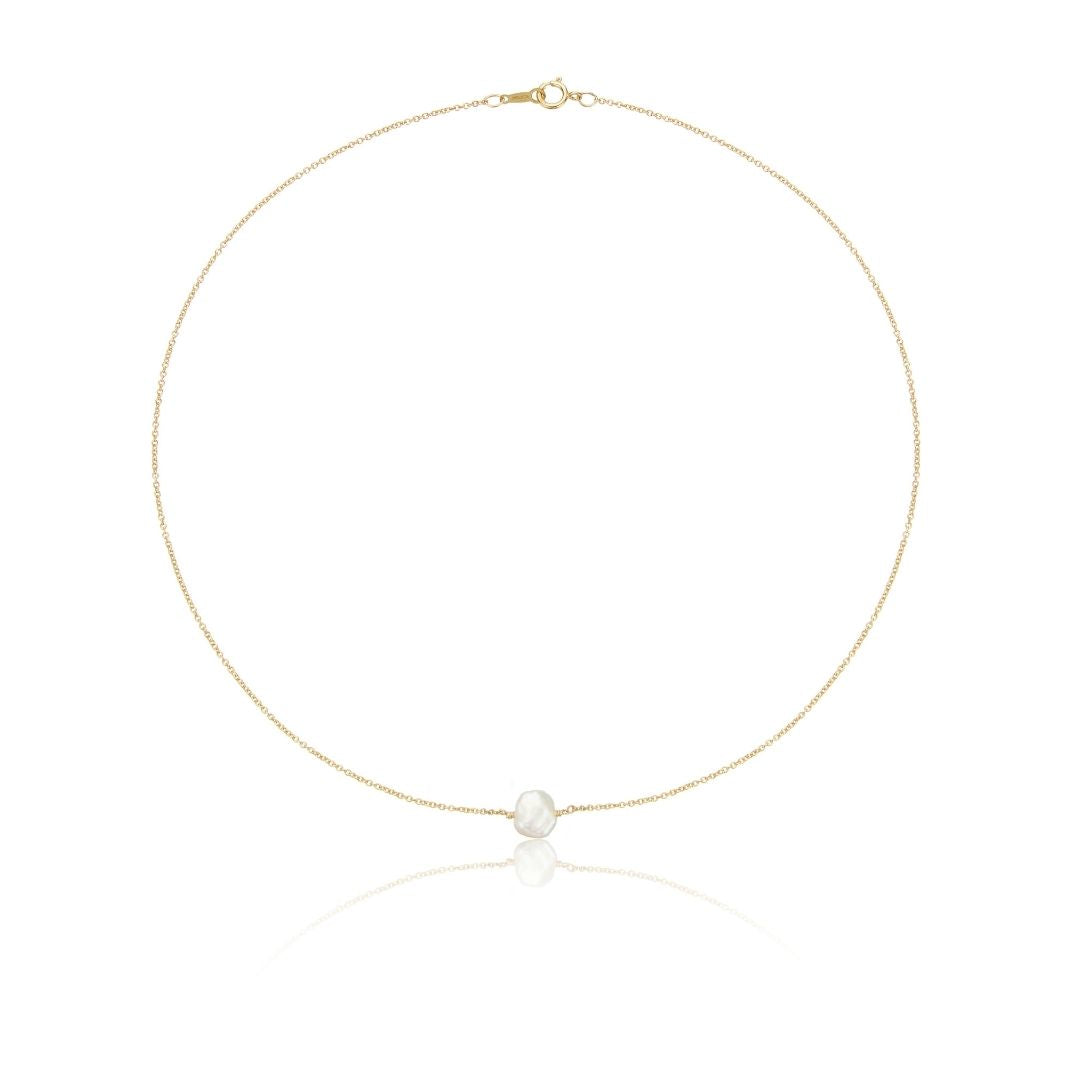 Gold Single Baroque Pearl Choker