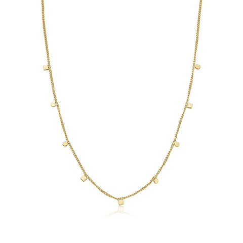 Gold Square and Circle Charm Necklace