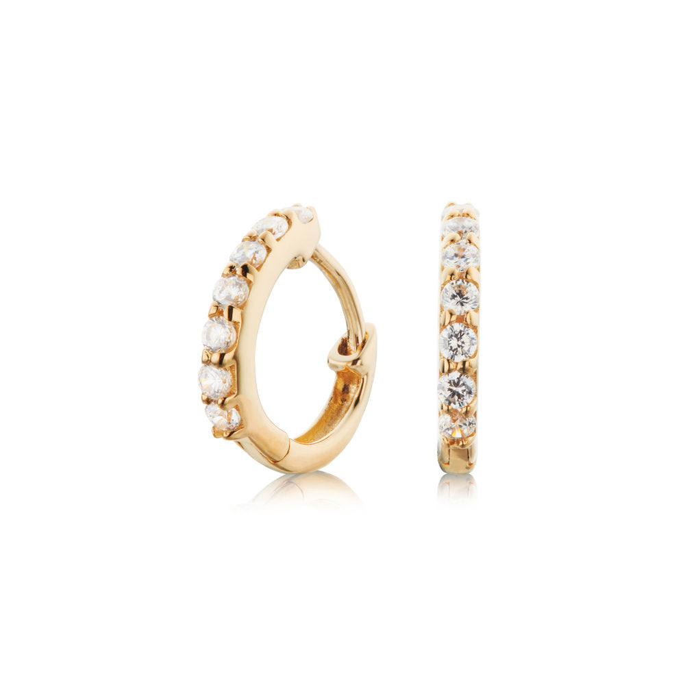 Gold Diamond Style Huggie Hoop Earrings