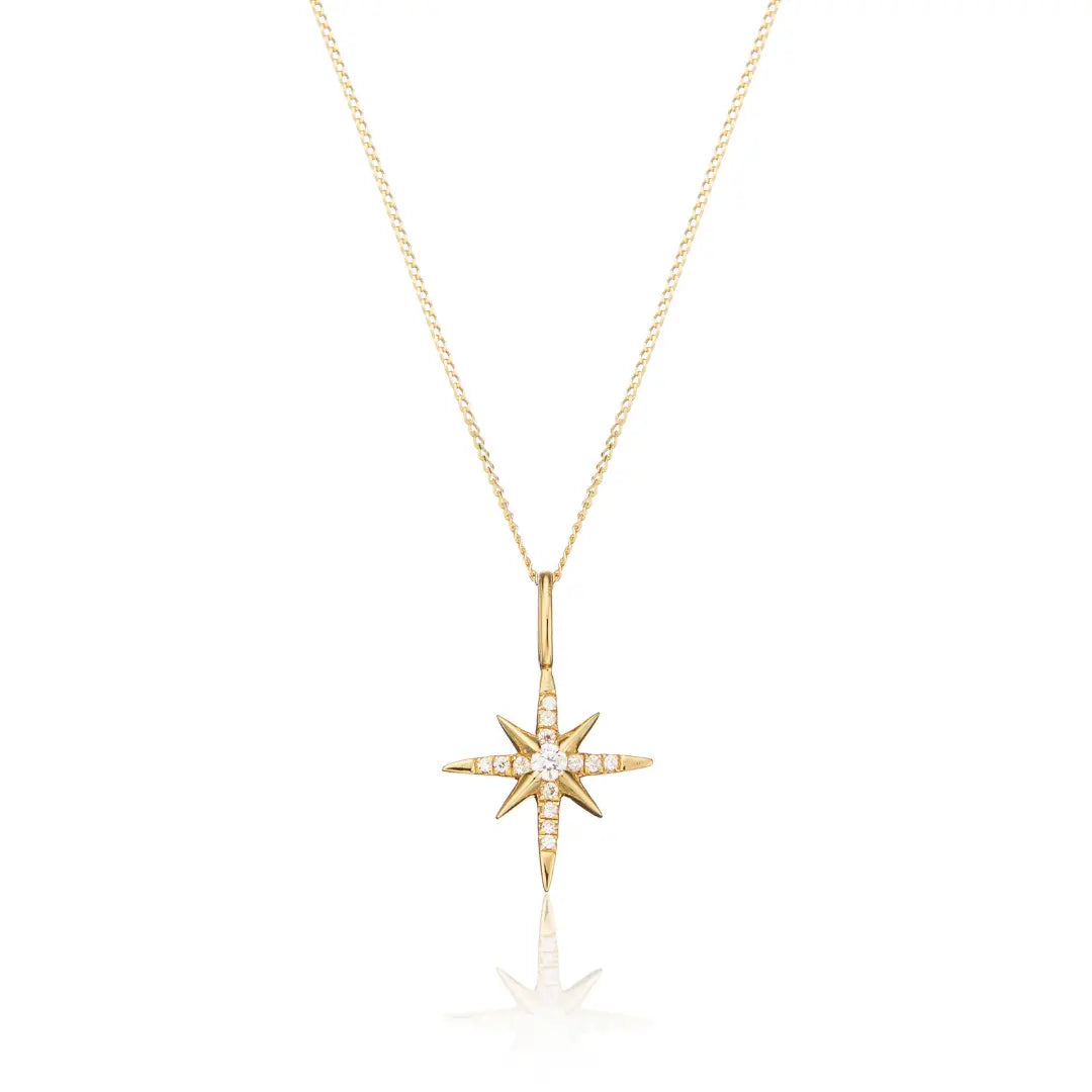 Gold Diamond Style North Star Necklace