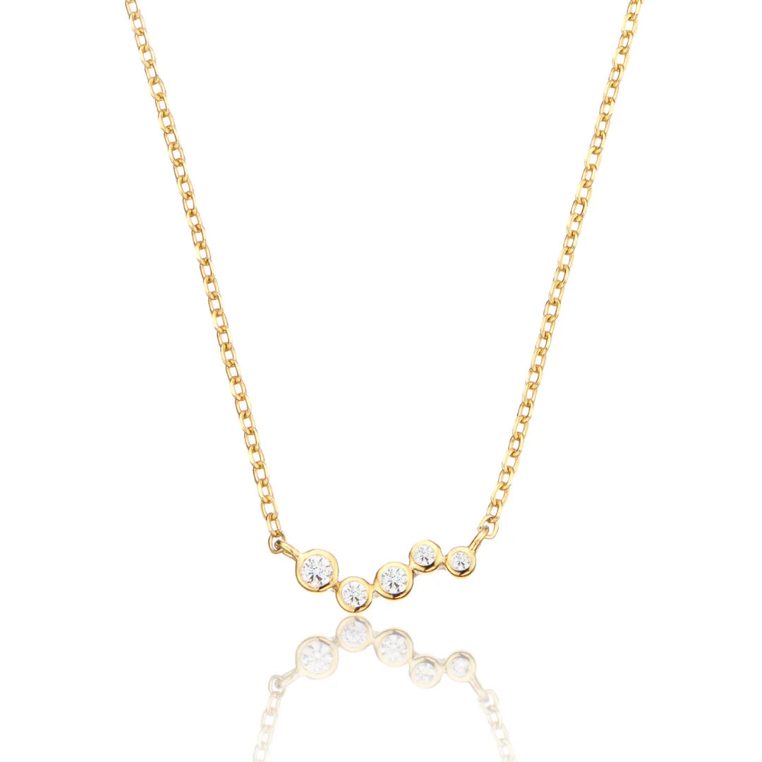 Gold Diamond Style Wave Necklace