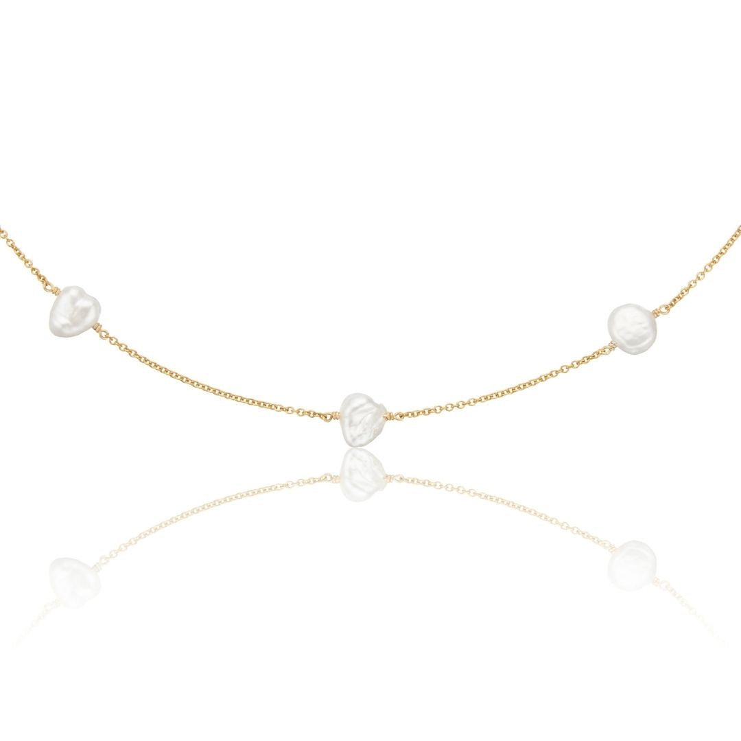 Gold Five Baroque Pearl Choker