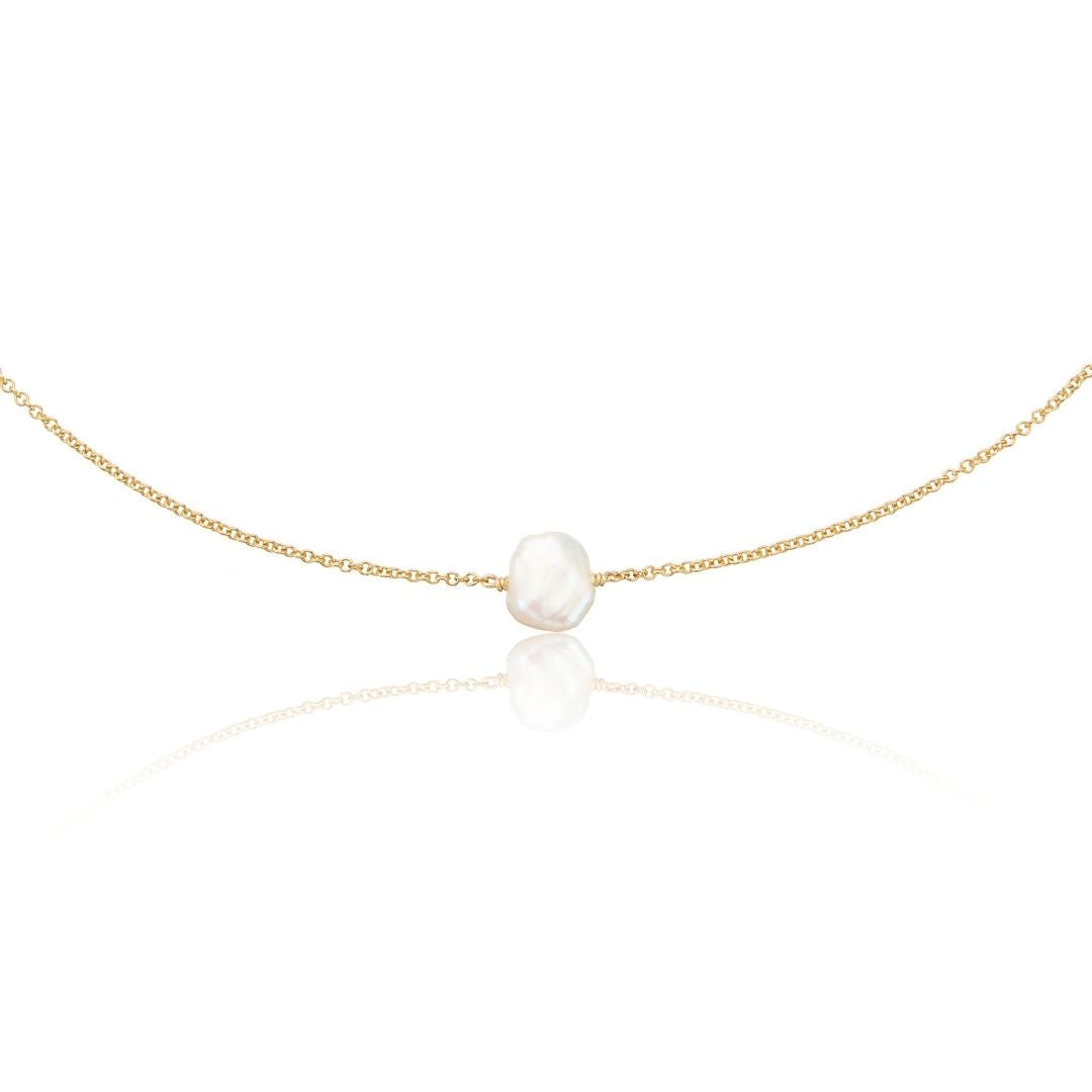 Gold Single Baroque Pearl Choker