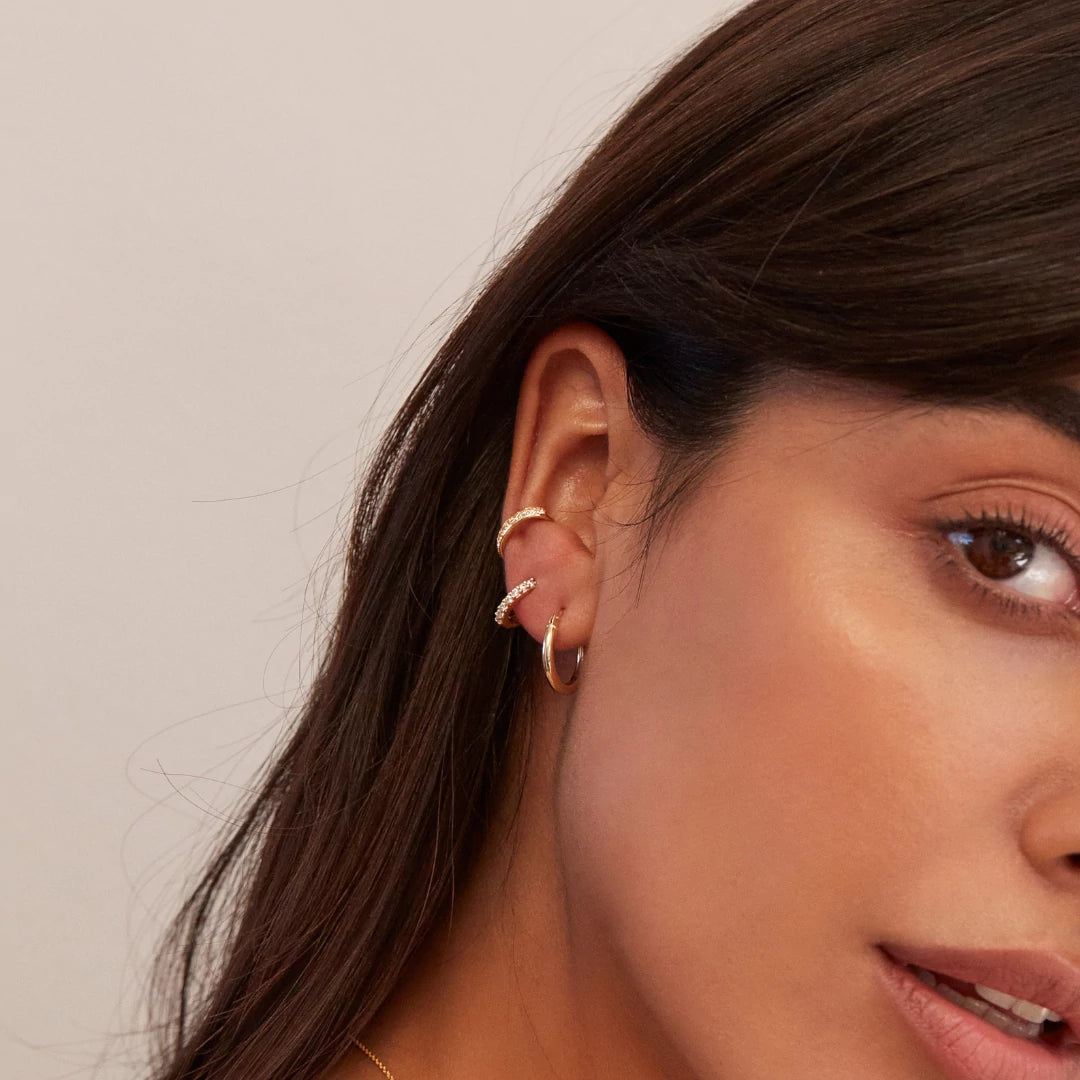 Solid Gold Small Rounded Hoop Earrings